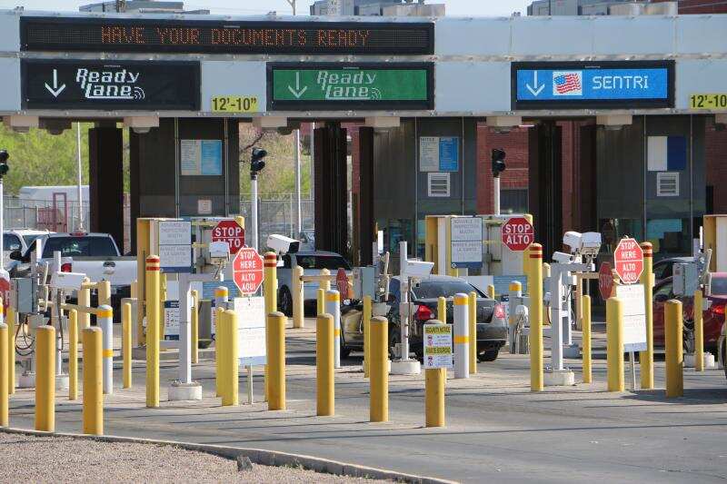 Automated scanner reading Border Crossing Card at the Tijuana